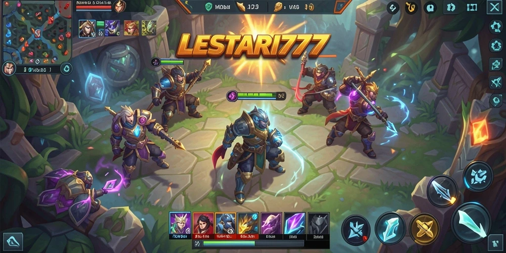 Tampilan gameplay LESTARI777 dengan aksi seru dan strategi MOBA.