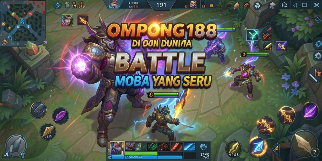 Screenshot gameplay OMPONG188 menampilkan pertarungan seru antara tim.
